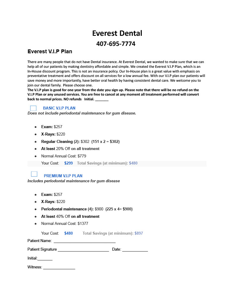 Dental V.I.P Plan